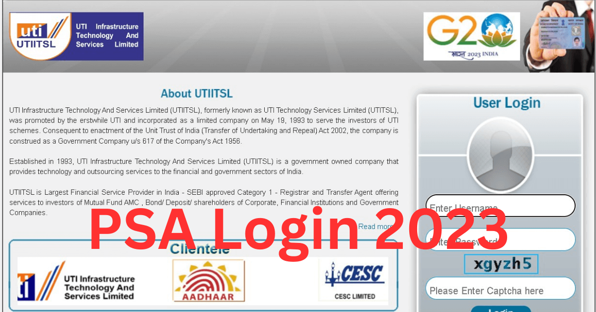 PSA Login 2023 UTI PSA Login PSA UTIITSL and PAN Card Registration @psaonline.utiitsl.com